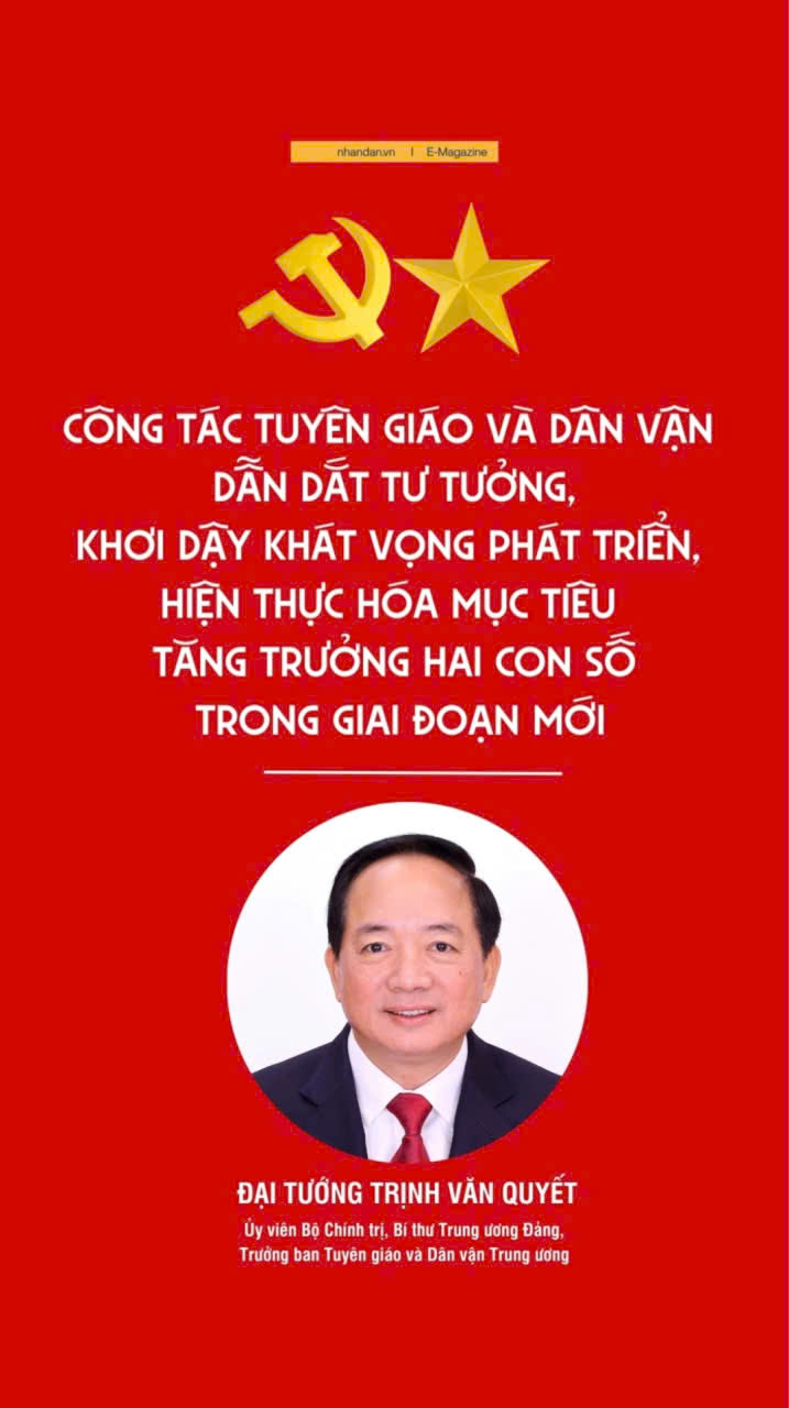 Công tác tuyên giáo và dân vận dẫn dắt tư tưởng, khơi dậy khát vọng phát triển, hiện thực hóa mục tiêu tăng trưởng hai con số trong giai đoạn mới.