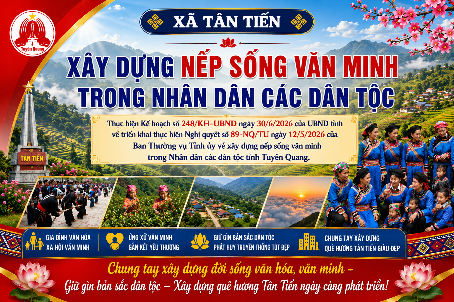 Bài tuyên truyền, Thực hiện Nghị quyết số 89-NQ/TU ngày 12/5/2026 của Ban Thường vụ Tỉnh ủy về xây dựng nếp sống văn minh trong Nhân dân các dân tộc tỉnh Tuyên Quang