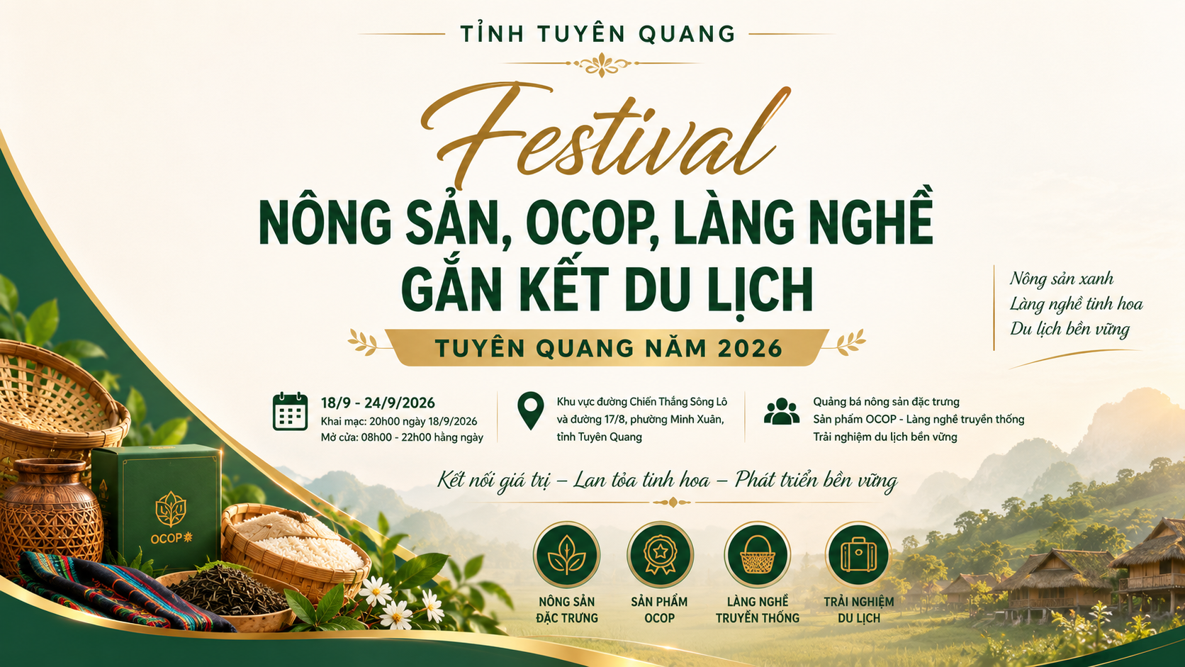 Tuyên Quang tổ chức Festival nông sản, OCOP, làng nghề gắn kết du lịch năm 2026