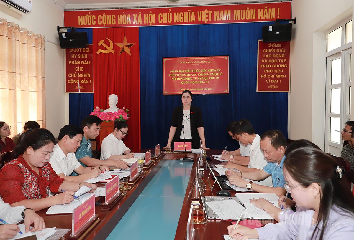 Đoàn khảo sát số 2 do đồng chí Ma Thị Thúy, Ủy viên BCH Đảng bộ tỉnh, Phó Trưởng đoàn ĐBQH hoạt động chuyên trách tỉnh làm Trưởng đoàn đã có buổi khảo sát tại xã Hùng Lợi.