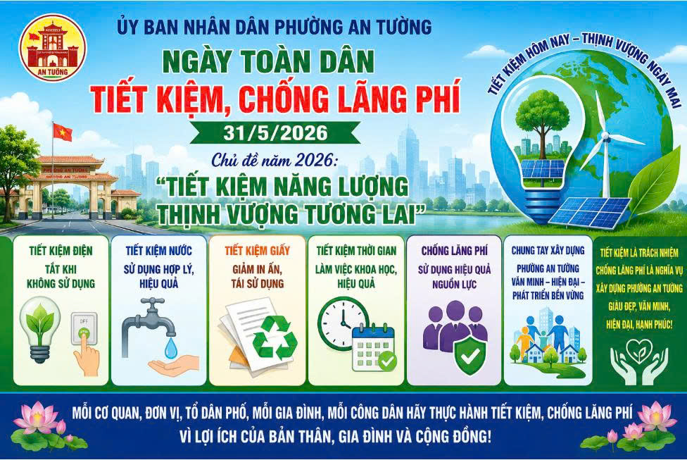 UBND phường An Tường hưởng ứng Ngày toàn dân tiết kiệm, chống lãng phí năm 2026