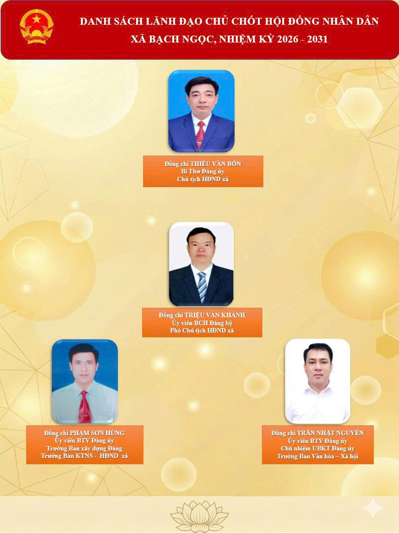 Các chức danh Lãnh đạo chủ chốt của HĐND và UBND xã Bạch Ngọc nhiệm kỳ 2026 -2031