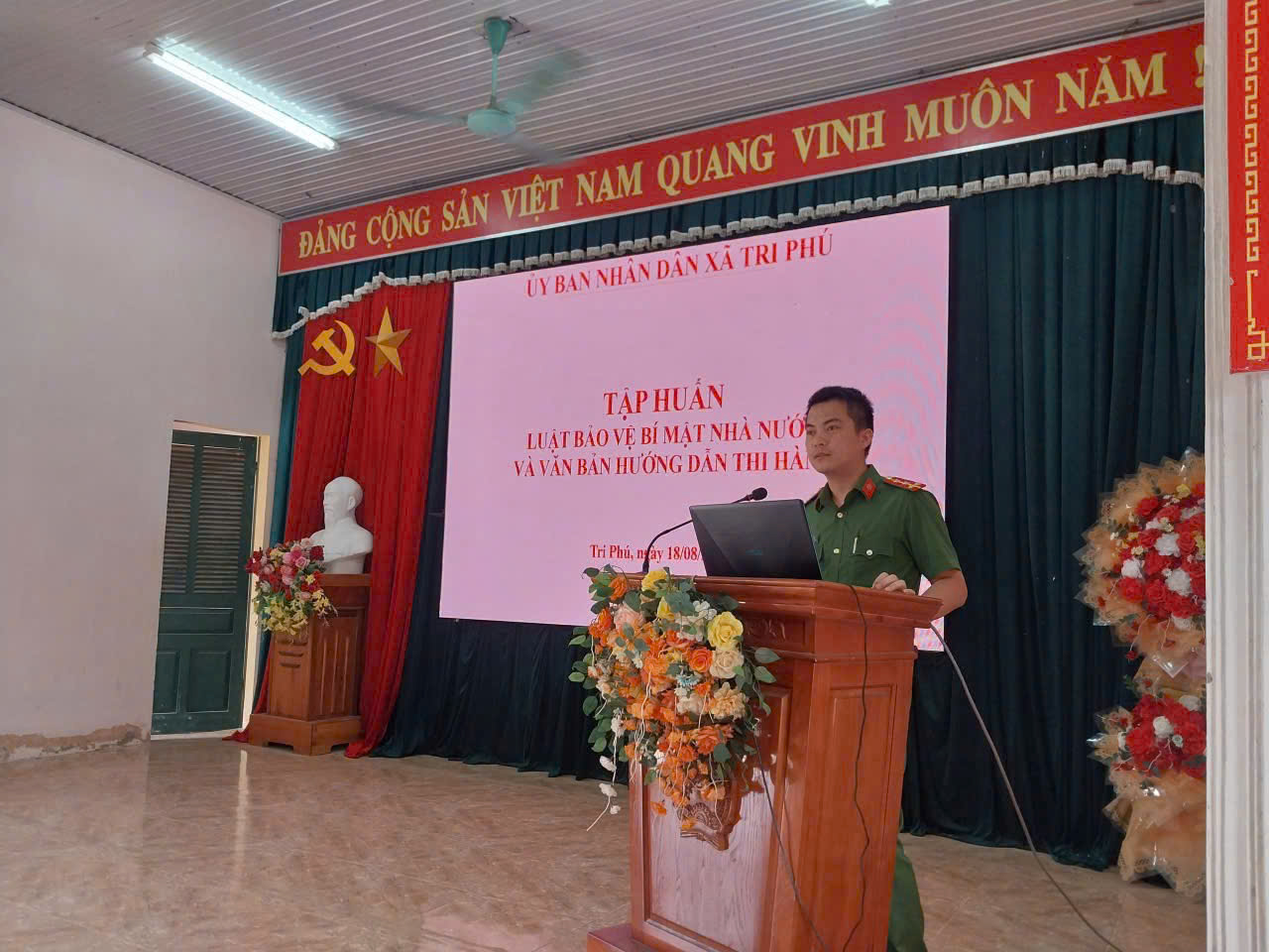 CÔNG AN XÃ TRI PHÚ THAM MƯU TỔ CHỨC HỘI NGHỊ TẬP HUẤN CÔNG TÁC BẢO VỆ BÍ MẬT NHÀ NƯỚC NĂM 2026