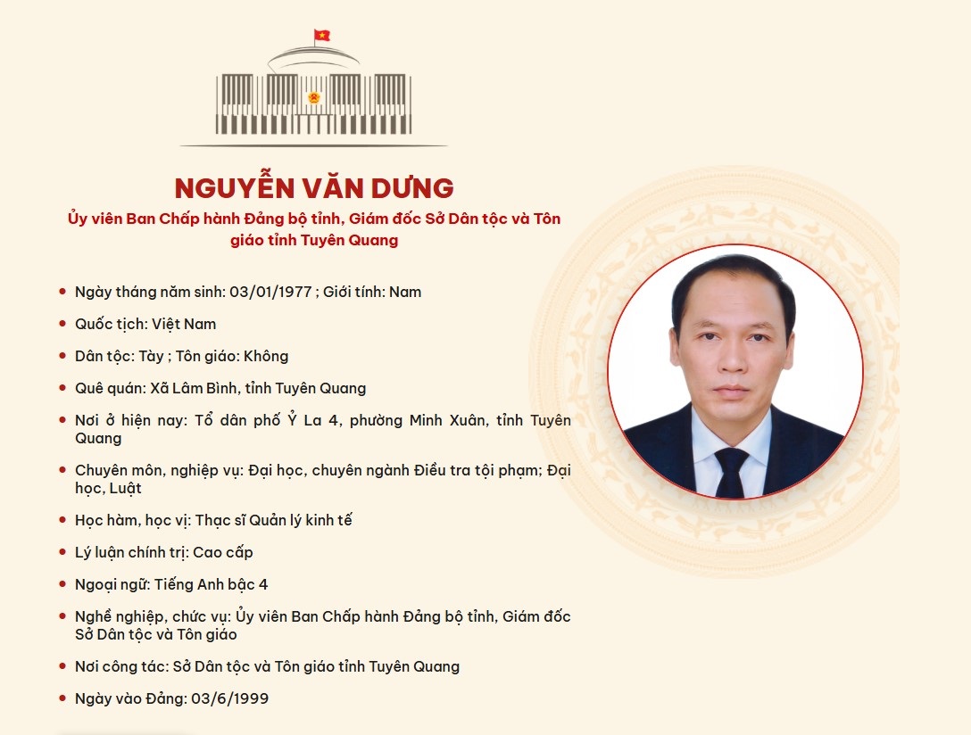 GIÁM ĐỐC SỞ DÂN TỘC VÀ TÔN GIÁO TRÚNG CỬ ĐẠI BIỂU HĐND TỈNH TUYÊN QUANG KHOÁ XX, NHIỆM KỲ 2026 - 2031