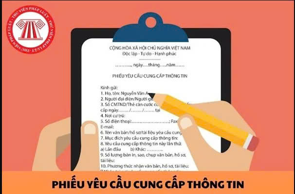 Mẫu phiếu yêu cầu cung cấp thông tin kèm theo QĐ ban hành quy chế