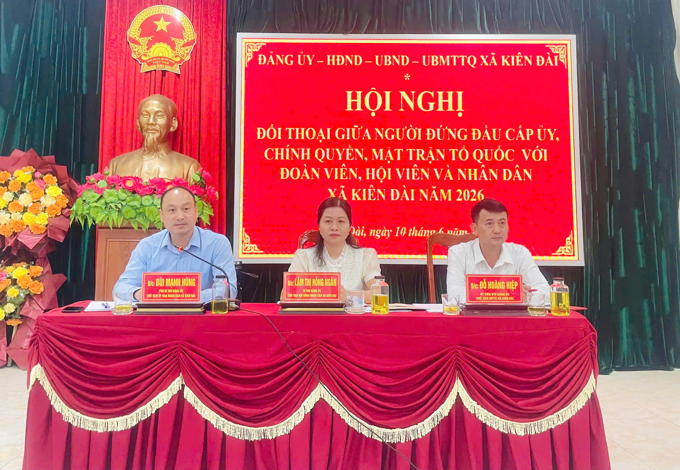 Kiên Đài tổ chức Hội nghị Đối thoại giữa người đứng đầu cấp ủy, chính quyền, MTT Q với đoàn viên, hội viên và nhân dân năm 2026.