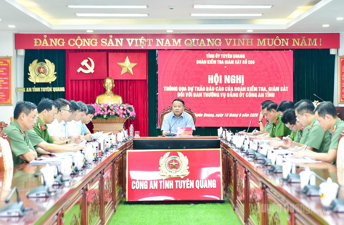 Đoàn kiểm tra, giám sát số 269 của Ban Thường vụ Tỉnh ủy làm việc với Ban Thường vụ Đảng ủy Công an tỉnh