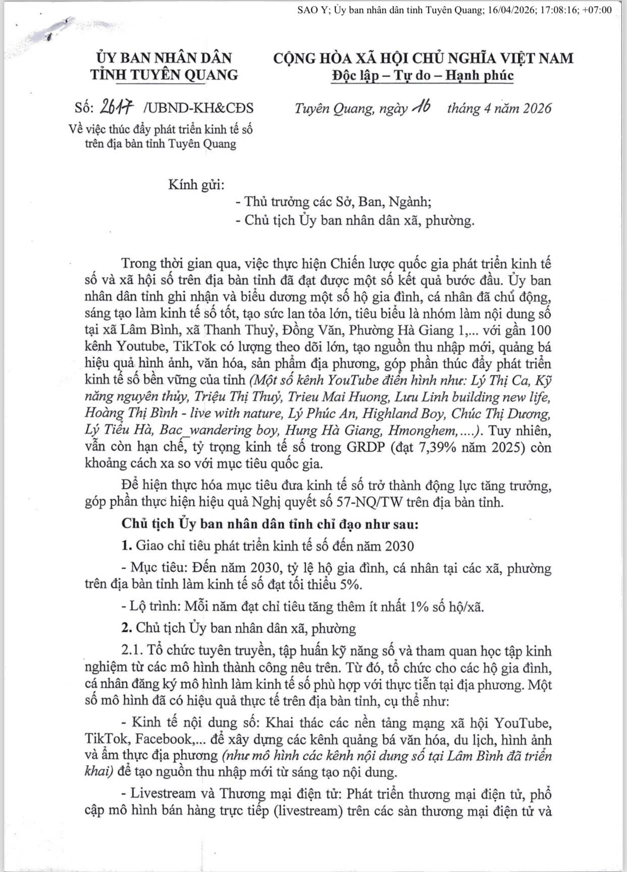 Thúc đẩy phát triển kinh tế số trên địa bàn tỉnh Tuyên Quang