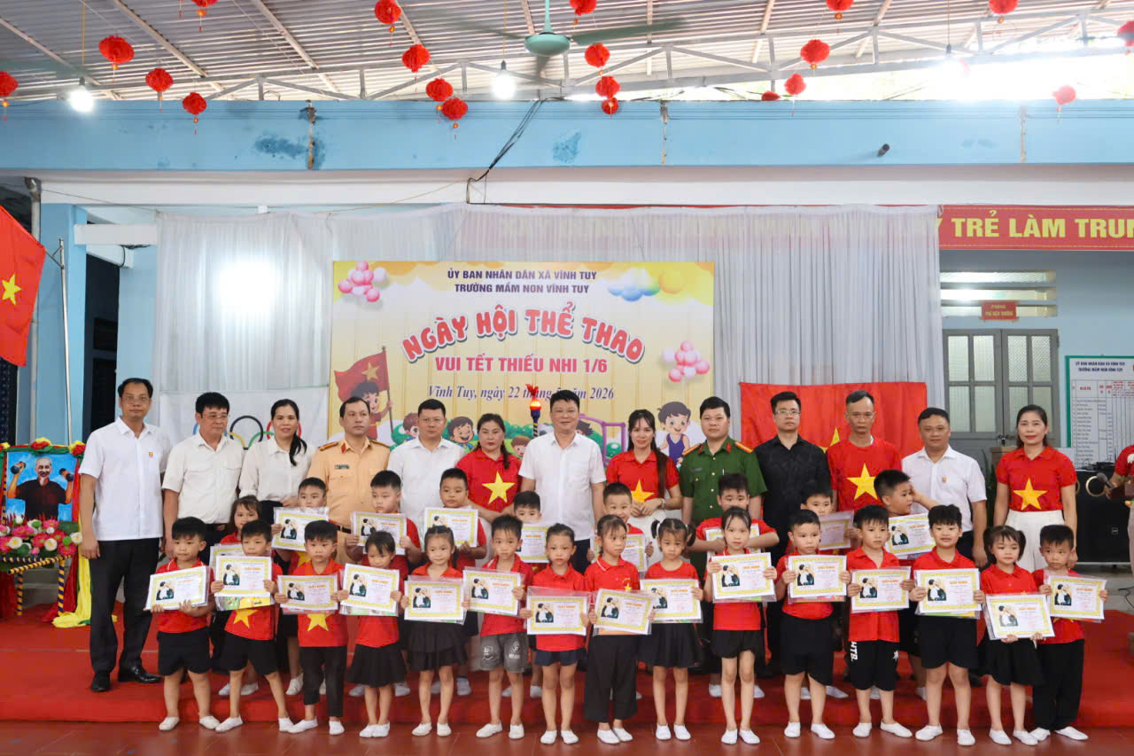 Sôi nổi Ngày hội Thể thao và vui Tết Thiếu nhi tại Trường Mầm non Vĩnh Tuy