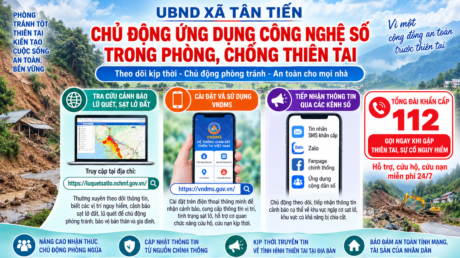 UBND XÃ TÂN TIẾN TUYÊN TRUYỀN TĂNG CƯỜNG ỨNG DỤNG CÔNG NGHỆ SỐ TRONG PHÒNG, CHỐNG THIÊN TAI