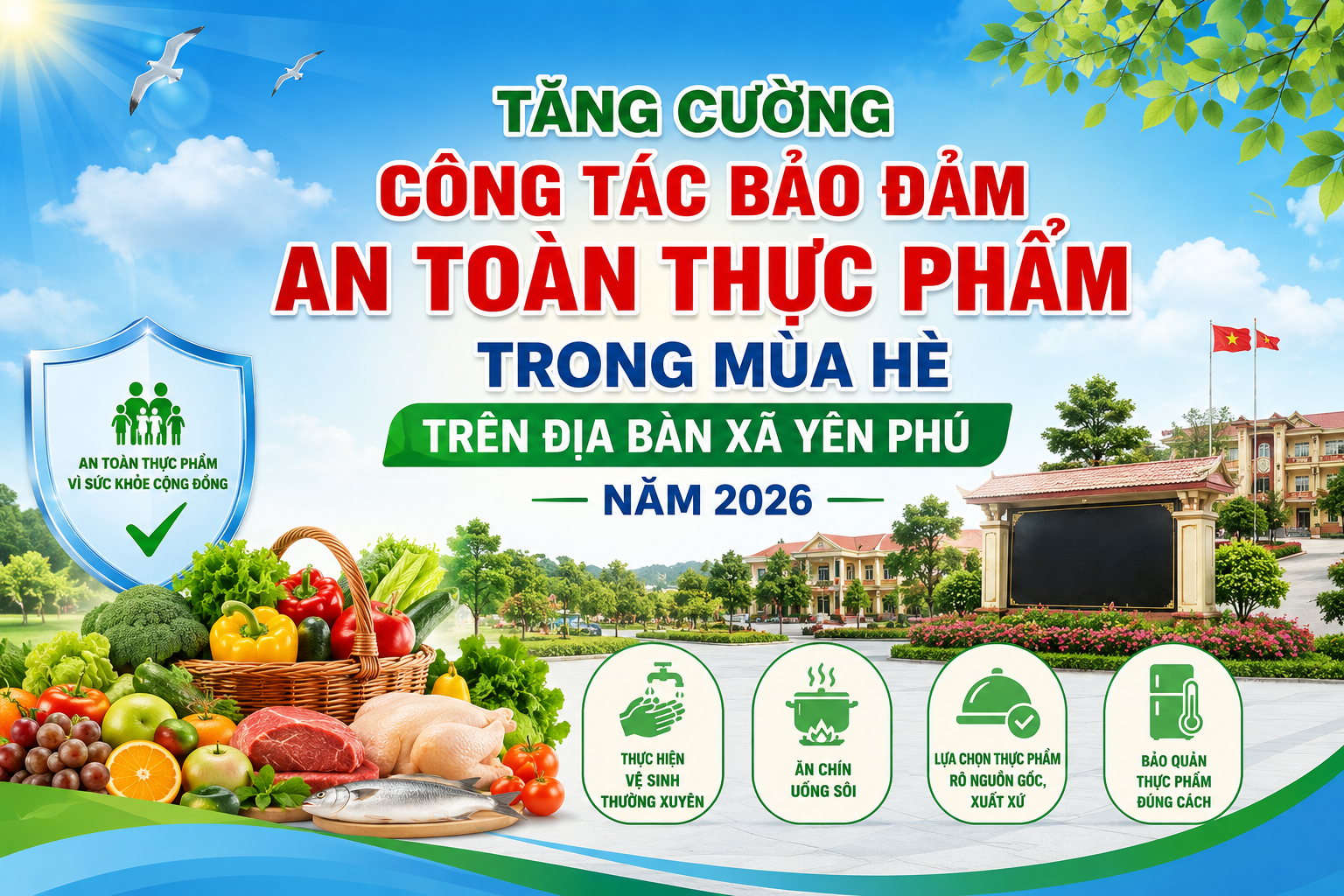 Tăng cường công tác bảo đảm an toàn thực phẩm trong mùa Hè trên địa bàn xã Yên Phú năm 2026
