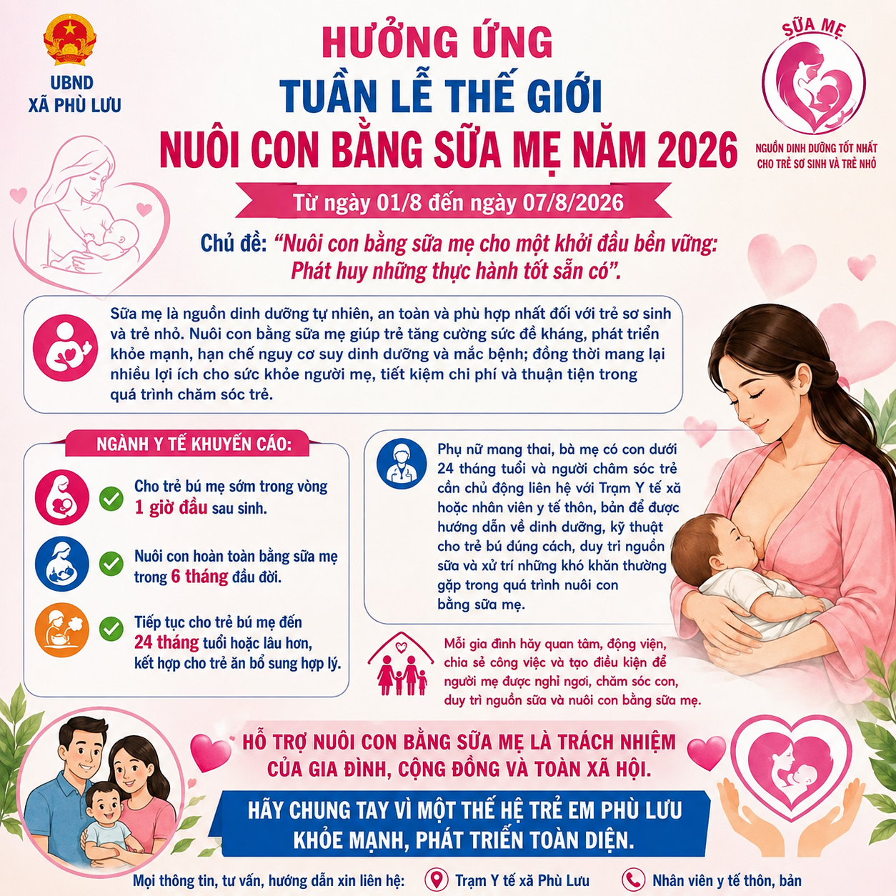 HƯỞNG ỨNG TUẦN LỄ THẾ GIỚI NUÔI CON BẰNG SỮA MẸ NĂM 2026