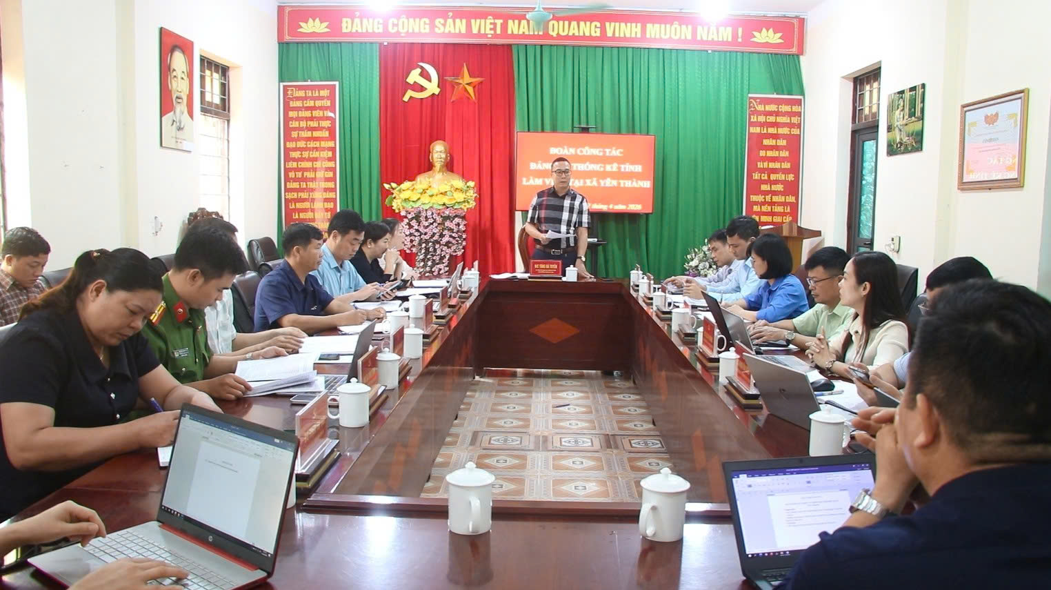 Đảng ủy Thống kê tỉnh làm việc với Đảng ủy xã Yên Thành