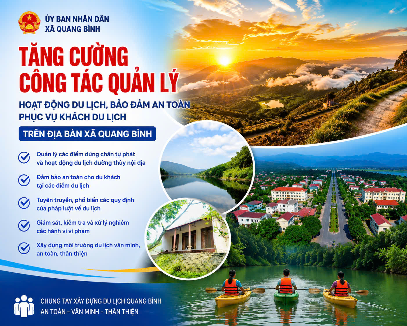 XÃ QUANG BÌNH TĂNG CƯỜNG QUẢN LÝ HOẠT ĐỘNG DU LỊCH, BẢO ĐẢM AN TOÀN PHỤC VỤ DU KHÁCH