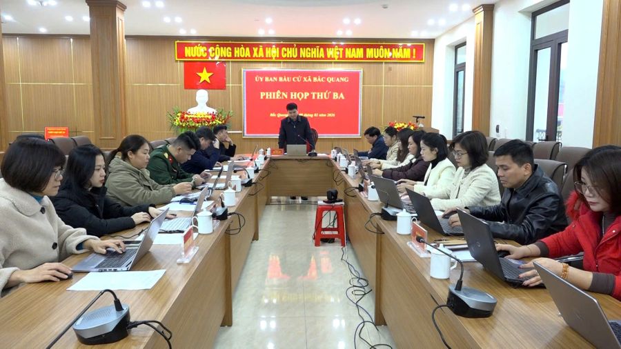 Ủy ban bầu cử xã Bắc Quang họp phiên thứ ba đánh giá tiến độ công tác bầu cử