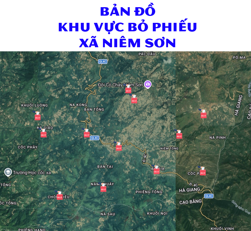 Bản đồ 12 khu vực bầu cử đại biểu Quốc hội khóa XVI và HĐND các cấp nhiệm kỳ 2026-2031 xã Niêm Sơn