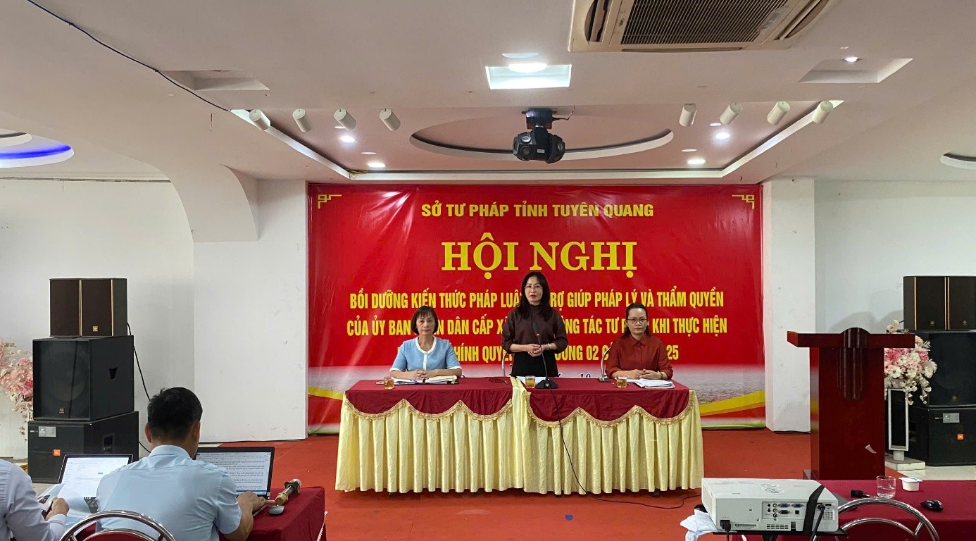 Sở Tư pháp tổ chức Hội nghị bồi dưỡng kiến thức pháp luật về trợ giúp pháp lý và thẩm quyền của Ủy ban nhân dân cấp xã trong thực hiện một số nhiệm vụ công tác tư pháp khi thực hiện mô hình chính quyền địa phương hai cấp tại cụm xã Bắc Quang