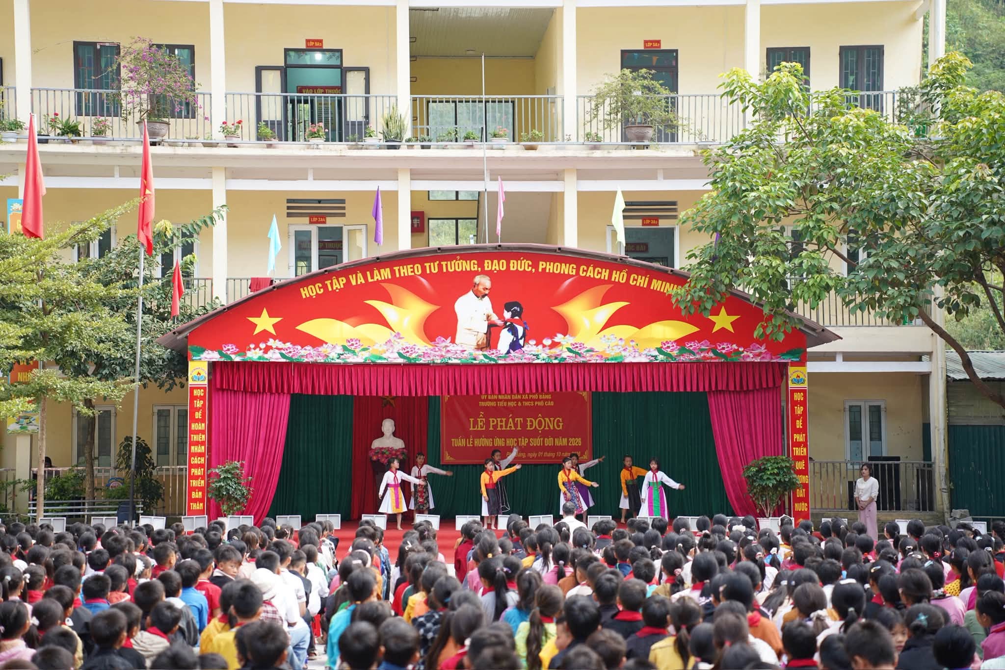 XÃ PHỐ BẢNG TỔ CHỨC LỄ PHÁT ĐỘNG TUẦN LỄ HƯỞNG ỨNG HỌC TẬP SUỐT ĐỜI NĂM 2026
