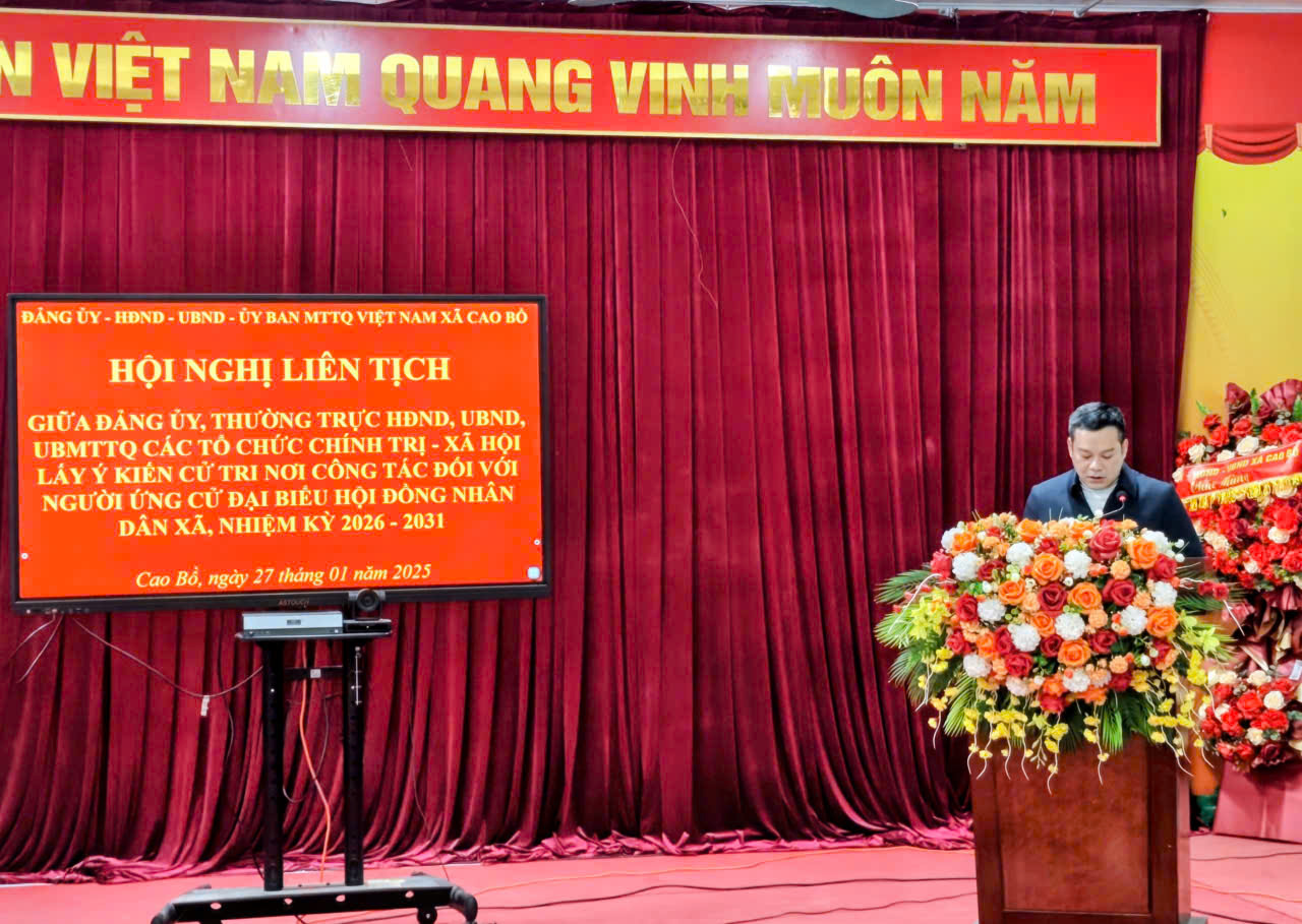 Xã Cao Bồ tổ chức Hội nghị cử tri lấy ý kiến nhận xét và tín nhiệm đối với người ứng cử đại biểu HĐND xã nhiệm kỳ 2026 – 2031