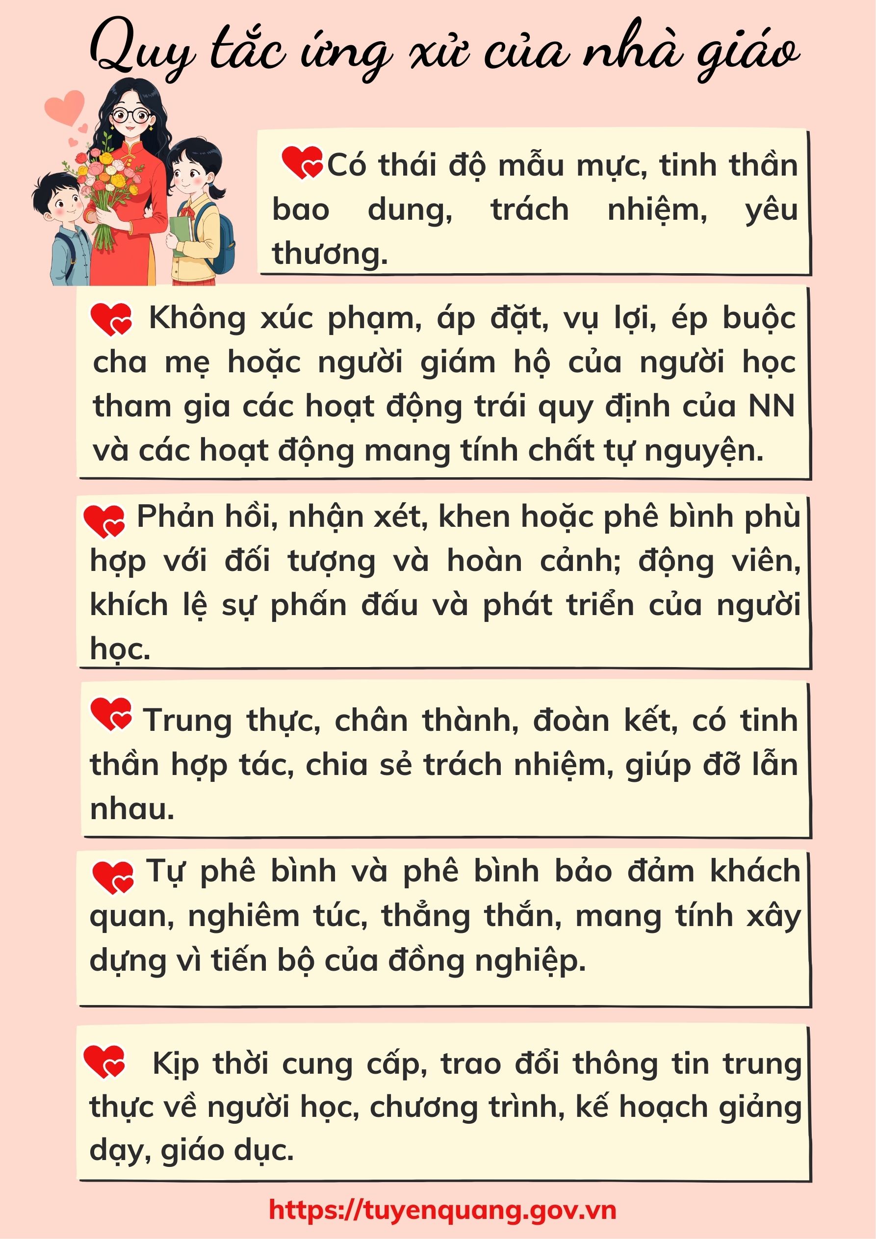 Quy định quy tắc ứng xử của nhà giáo