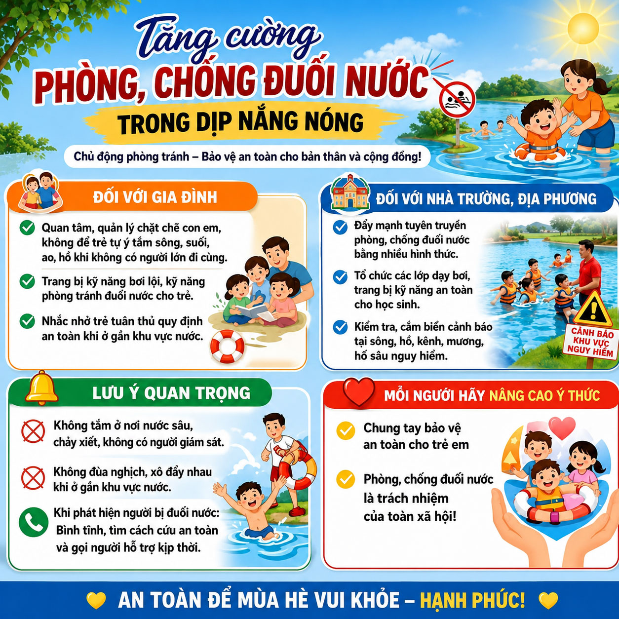 Phòng, chống đuối nước trẻ em trong mùa hè