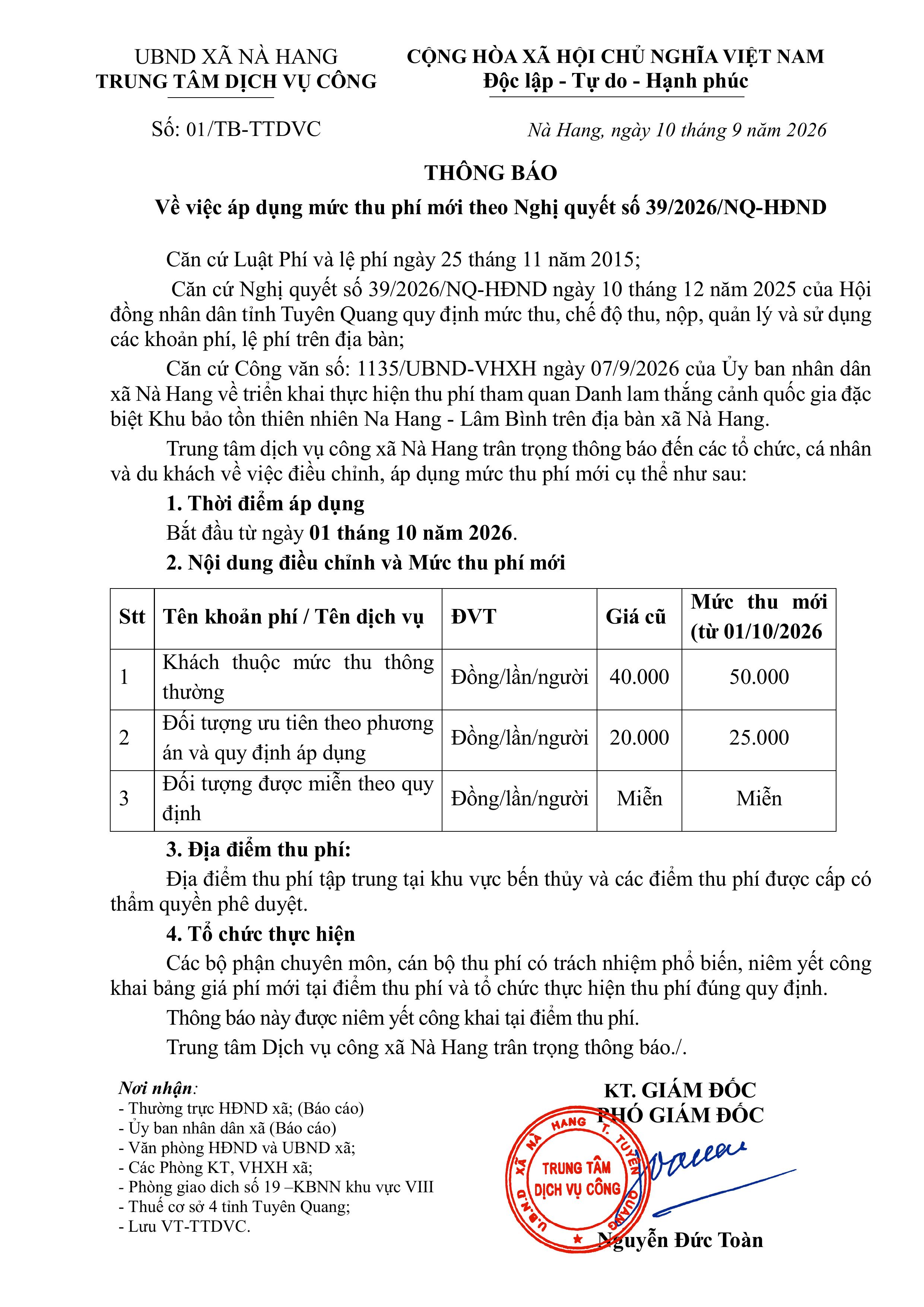 Áp dụng mức thu phí mới theo Nghị quyết số 39/2026/NQ-HĐND tỉnh Tuyên Quang