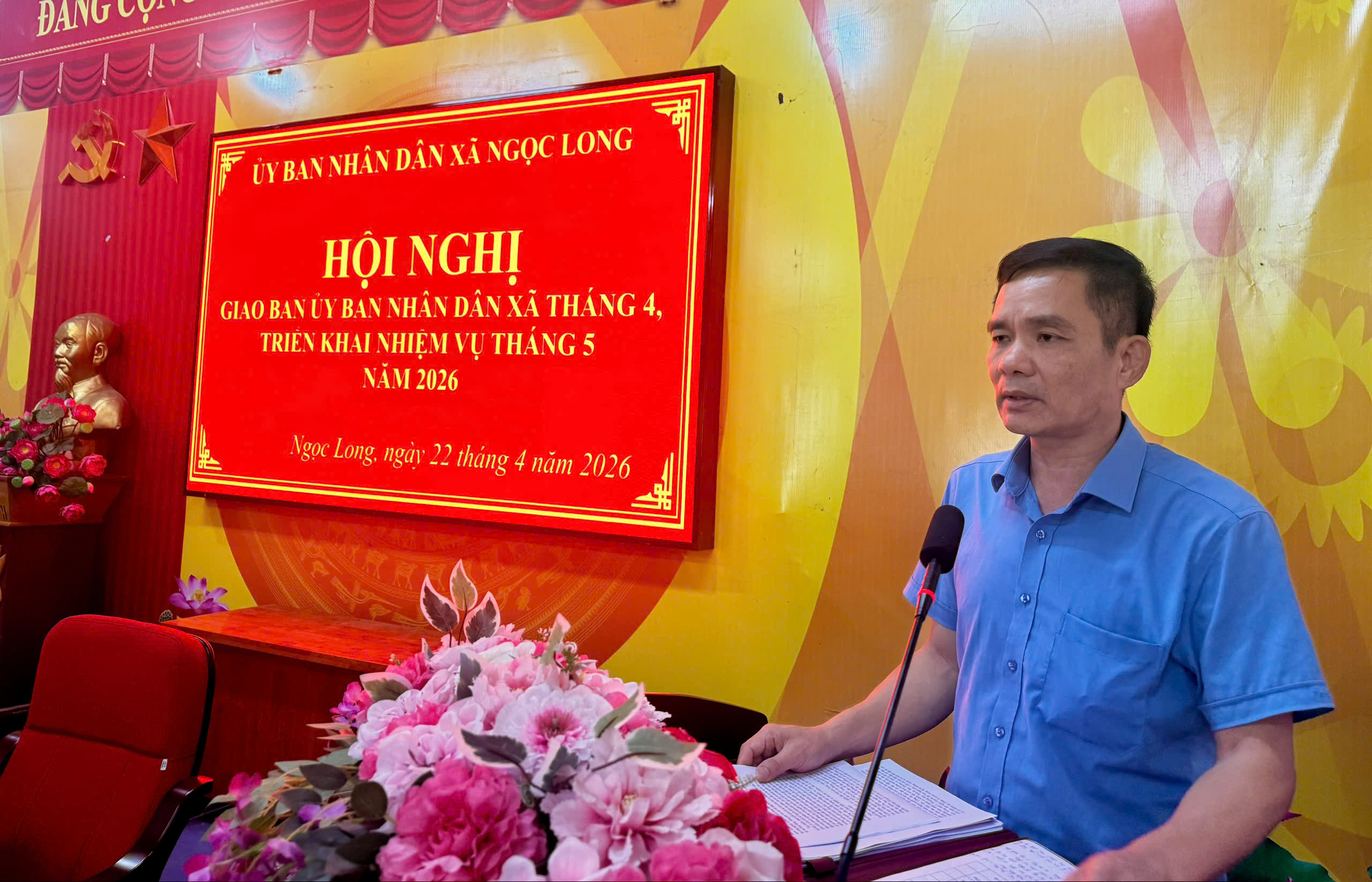 UBND xã Ngọc Long tổ chức hội nghị giao ban tháng 4 năm 2026