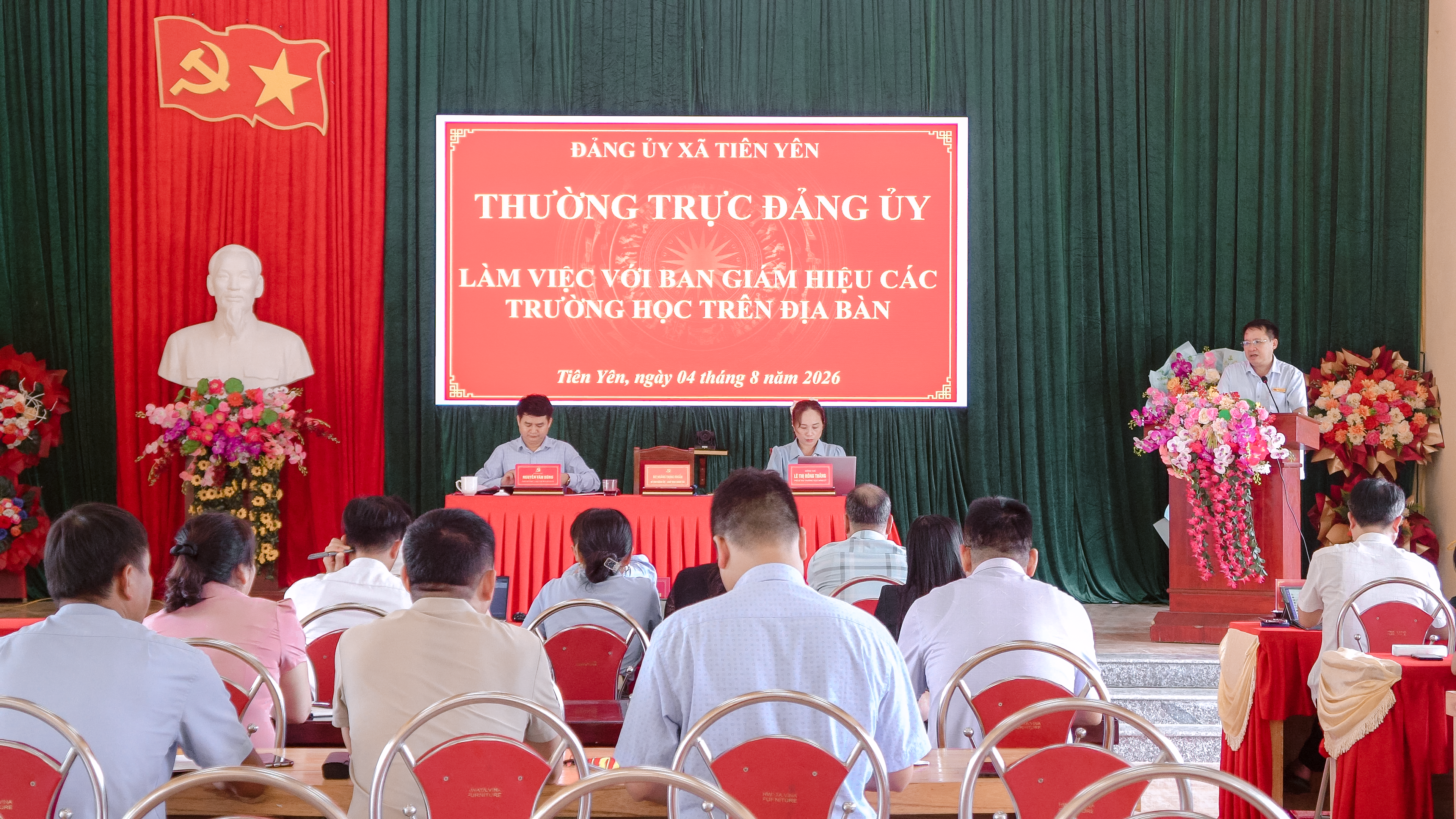 Thường trực Đảng ủy xã Tiên Yên làm việc với Ban Giám hiệu các đơn vị trường học trên địa bàn