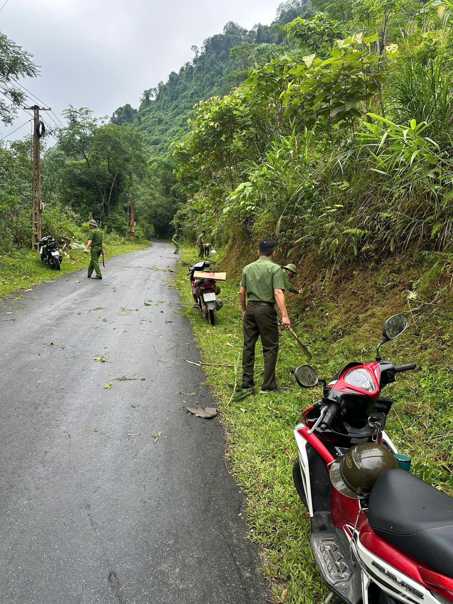 TÍCH CỰC THAM GIA LAO ĐỘNG VỆ SINH, PHÁT QUANG TUYẾN ĐƯỜNG GIAO THÔNG XÃ 