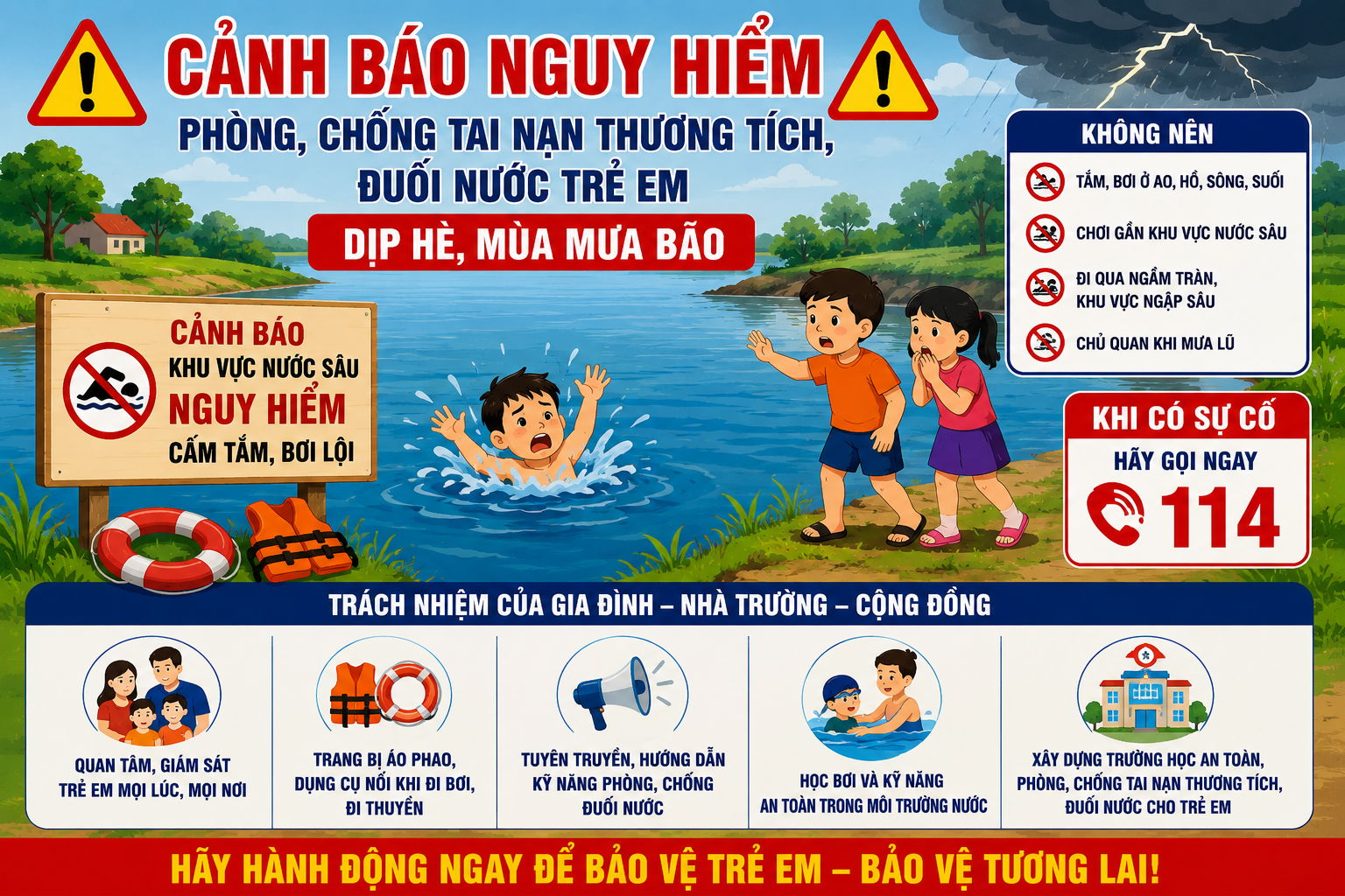 XÃ PHÚ LƯƠNG TĂNG CƯỜNG PHÒNG, CHỐNG TAI NẠN THƯƠNG TÍCH, ĐUỐI NƯỚC TRẺ EM TRONG DỊP HÈ VÀ MÙA MƯA BÃO NĂM 2026