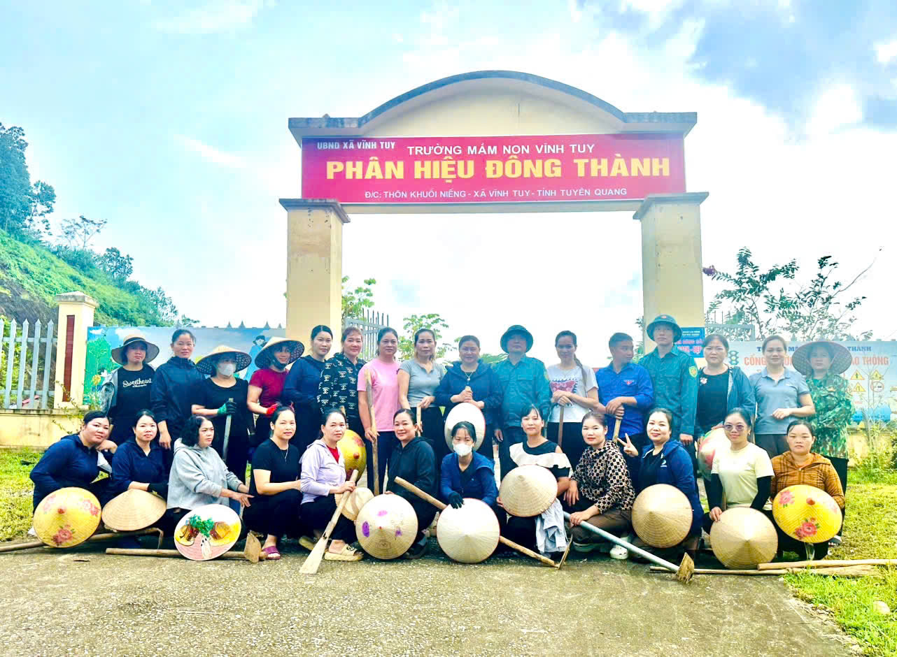 Trường Mầm non Vĩnh Tuy chung tay chỉnh trang Phân hiệu Đông Thành, sẵn sàng đón năm học mới