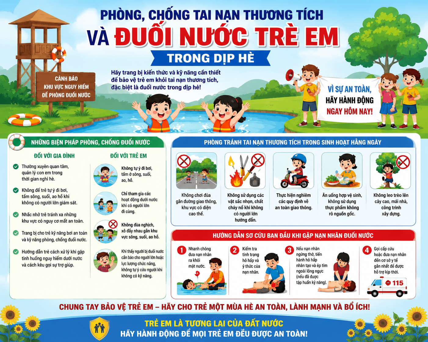 TUYÊN TRUYỀN PHÒNG, CHỐNG TAI NẠN THƯƠNG TÍCH VÀ ĐUỐI NƯỚC TRẺ EM TRONG DỊP HÈ