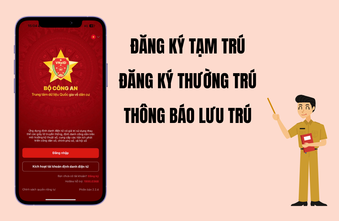 Hướng dẫn đăng ký tạm trú, thông báo lưu trú, thường trú trên VNeID 2025