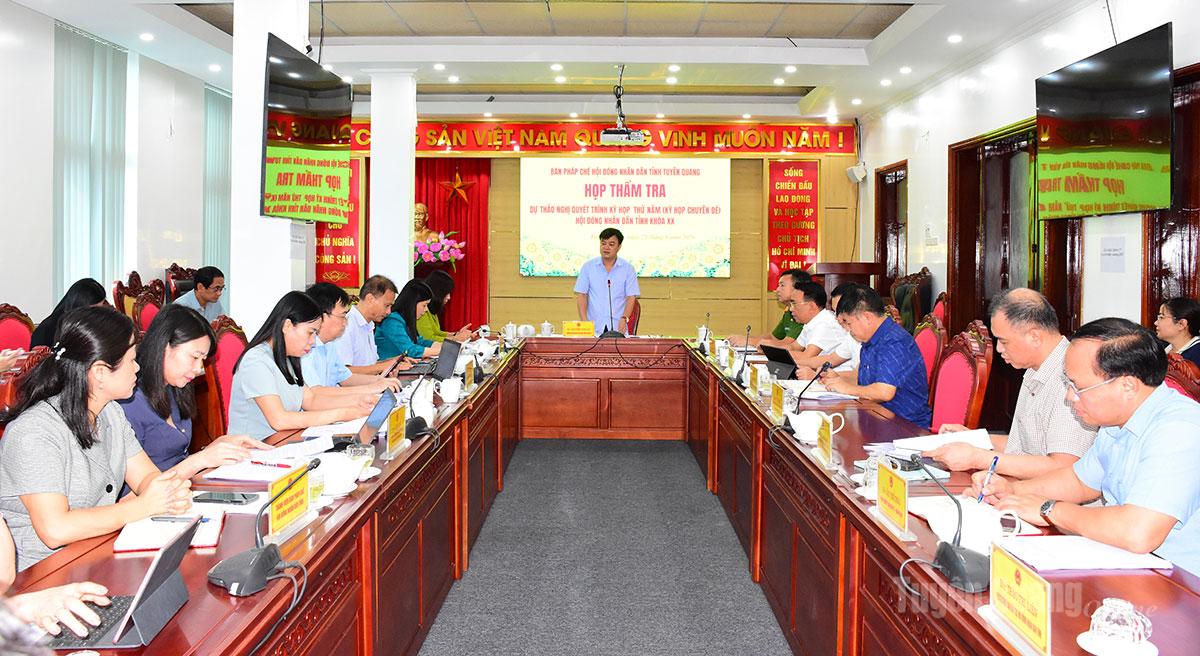Ban Pháp chế HĐND tỉnh thẩm tra dự thảo nghị quyết trình Kỳ họp thứ năm, HĐND tỉnh khóa XX
