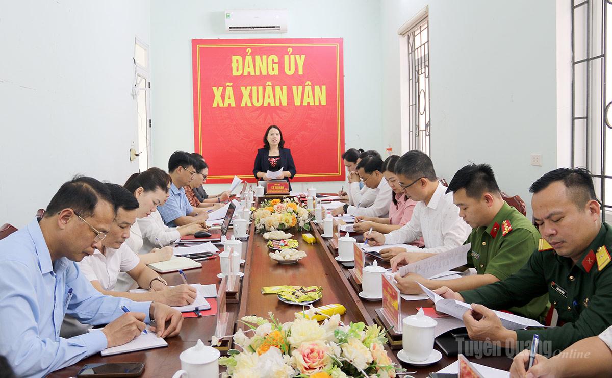 Đoàn kiểm tra, giám sát số 271 của Ban Thường vụ Tỉnh ủy làm việc đối với Ban Thường vụ Đảng ủy xã Xuân Vân