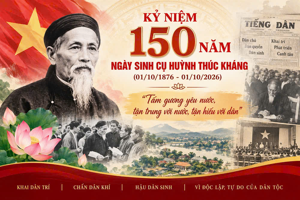KỶ NIỆM 150 NĂM NGÀY SINH CỤ HUỲNH THÚC KHÁNG (01/10/1876 - 01/10/2026) – BẬC VĨ NHÂN HẾT LÒNG VÌ NƯỚC VÌ DÂN