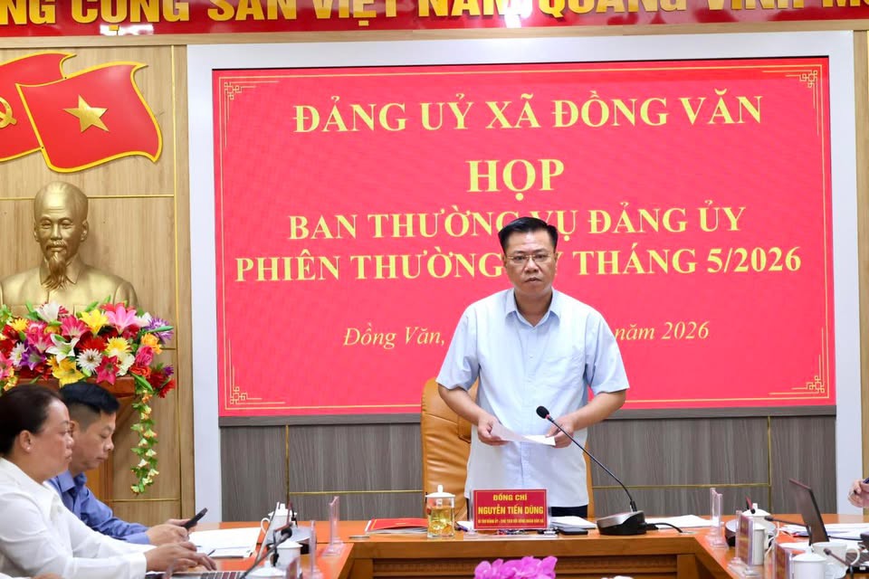 ĐỒNG VĂN TỔ CHỨC PHIÊN HỌP THƯỜNG KỲ BAN THƯỜNG VỤ ĐẢNG ỦY THÁNG 5/2026