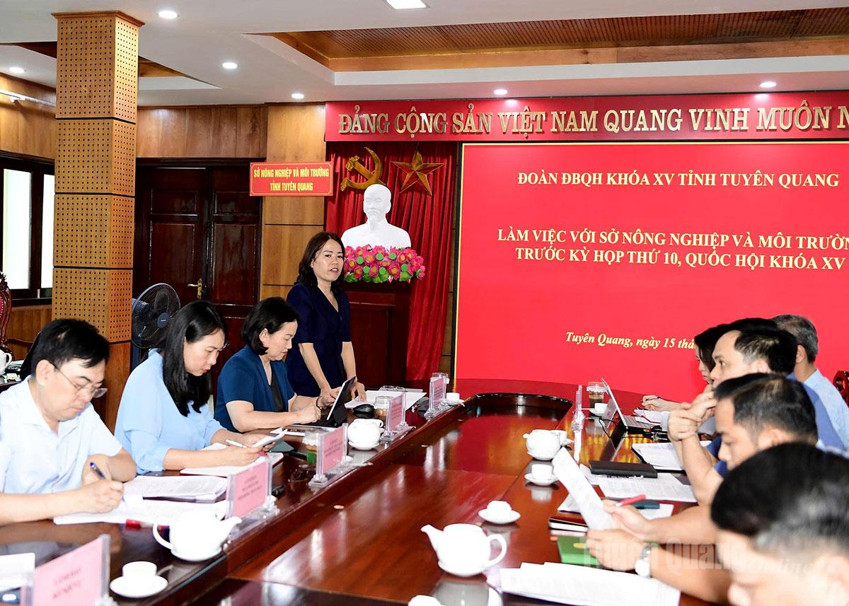 Đoàn đại biểu Quốc hội khóa XV tỉnh làm việc với Sở Nông nghiệp và Môi trường trước kỳ họp thứ 10, Quốc hội khóa XV