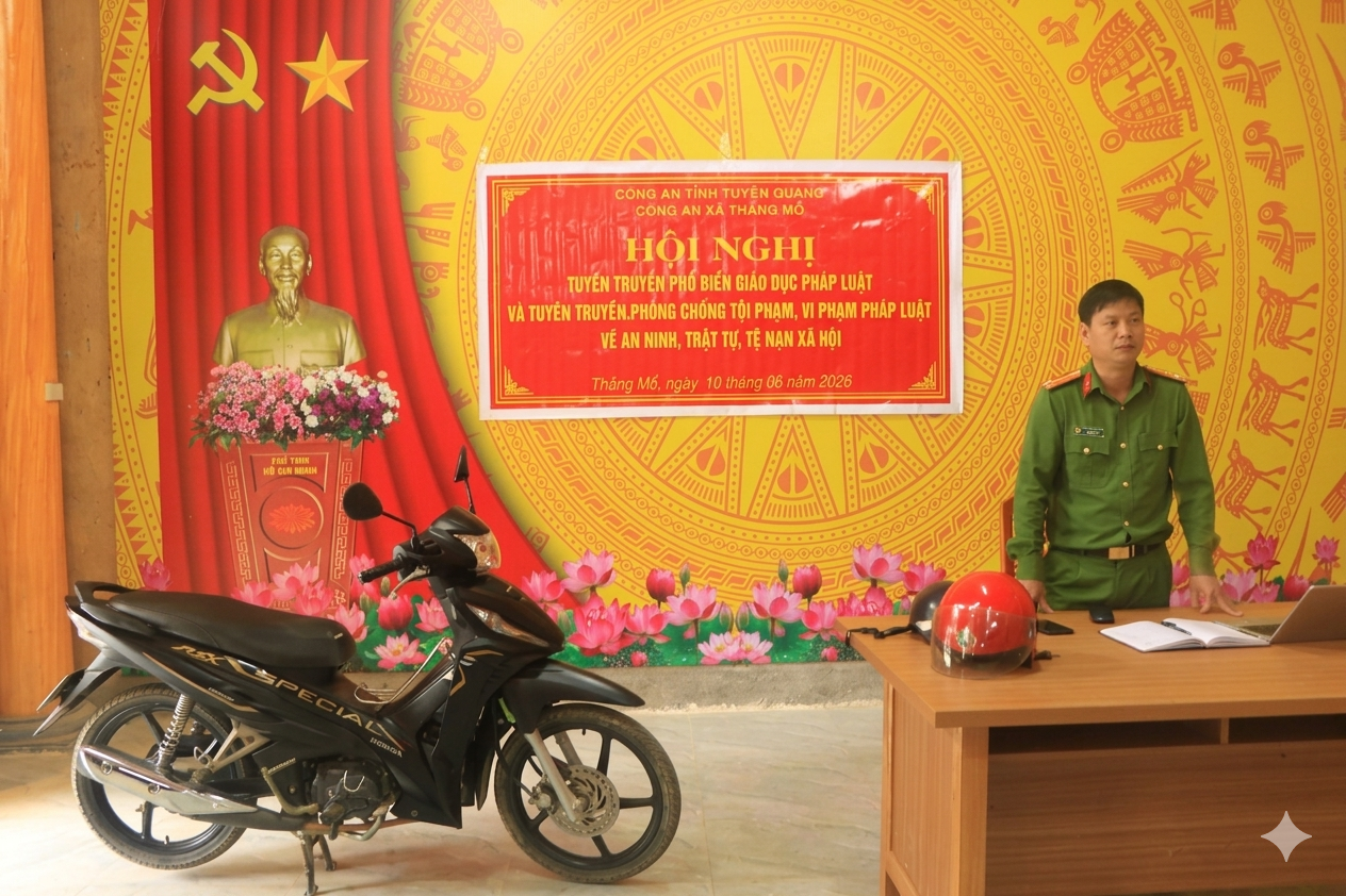 CÔNG AN XÃ THẮNG MỐ TUYÊN TRUYỀN AN TOÀN GIAO THÔNG CÙNG BÀ CON THÔN CHÁNG LỘ.