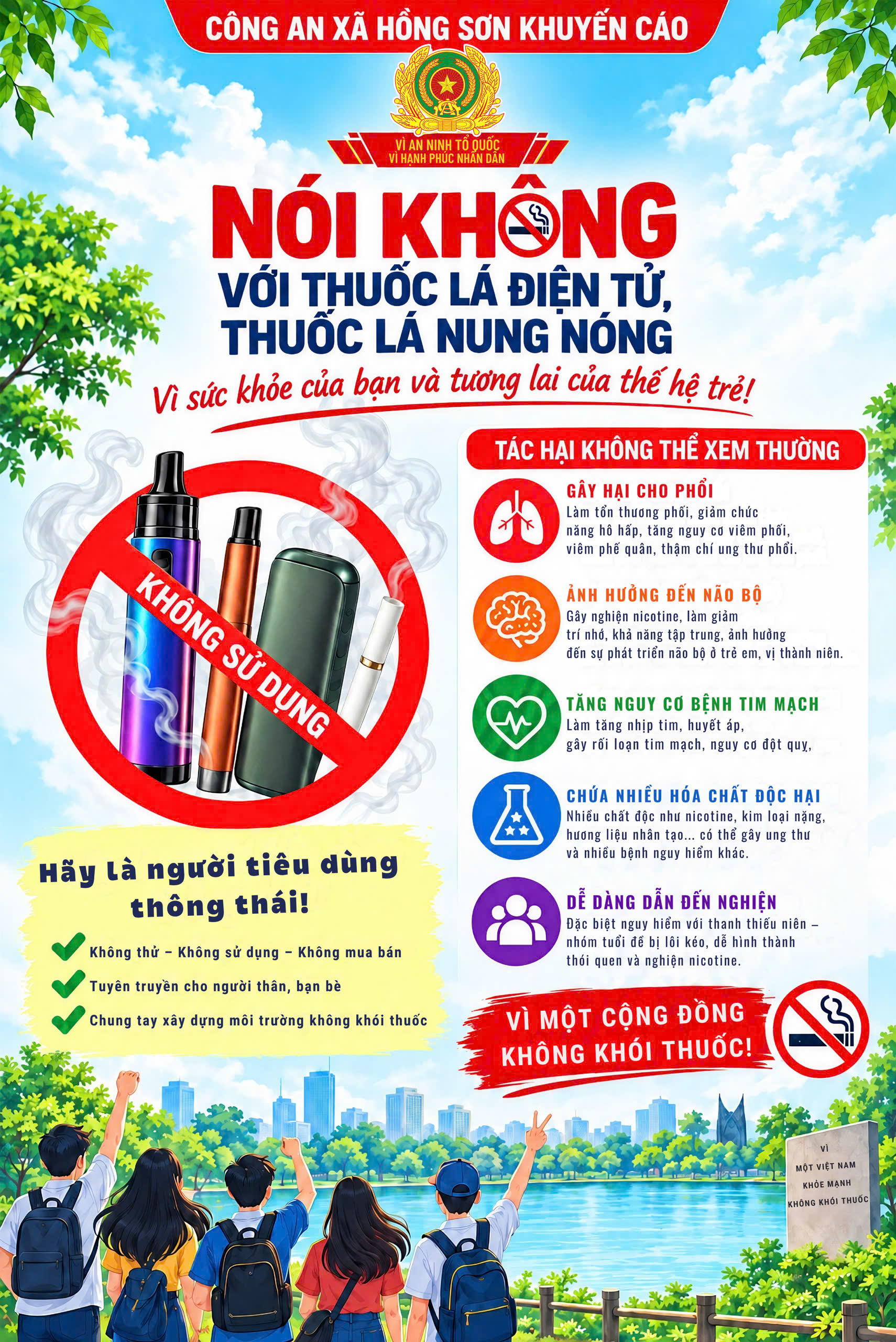 NÓI KHÔNG VỚI THUỐC LÁ ĐIỆN TỬ, THUỐC LÁ NUNG NÓNG - ĐỪNG ĐỂ SỰ TÒ MÒ ĐÁNH ĐỔI SỨC KHỎE VÀ TƯƠNG LAI