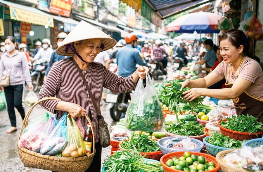 Thay đổi thói quen để giảm phát thải túi nilon