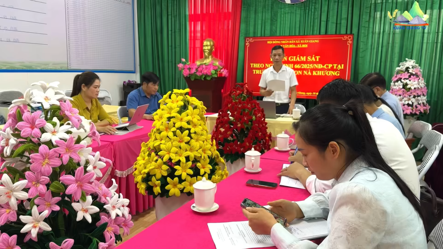 BAN VĂN HÓA – XÃ HỘI HĐND XÃ XUÂN GIANG GIÁM SÁT THỰC HIỆN NGHỊ ĐỊNH SỐ 66/2025/NĐ-CP