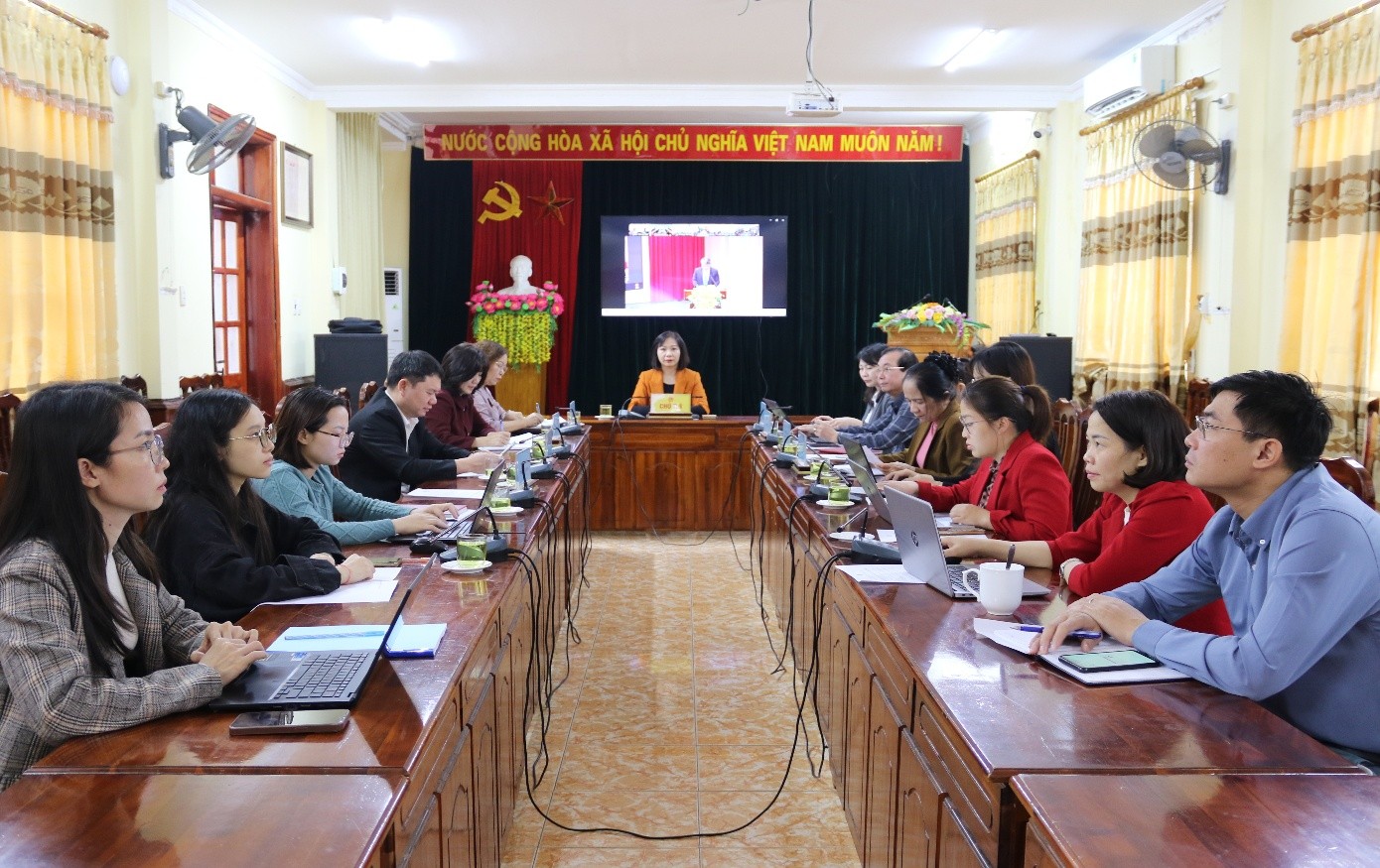 Sở Tư pháp kết nối điểm cầu trực tuyến Hội nghị tổng kết thi hành Luật Hôn nhân và gia đình năm 2014 