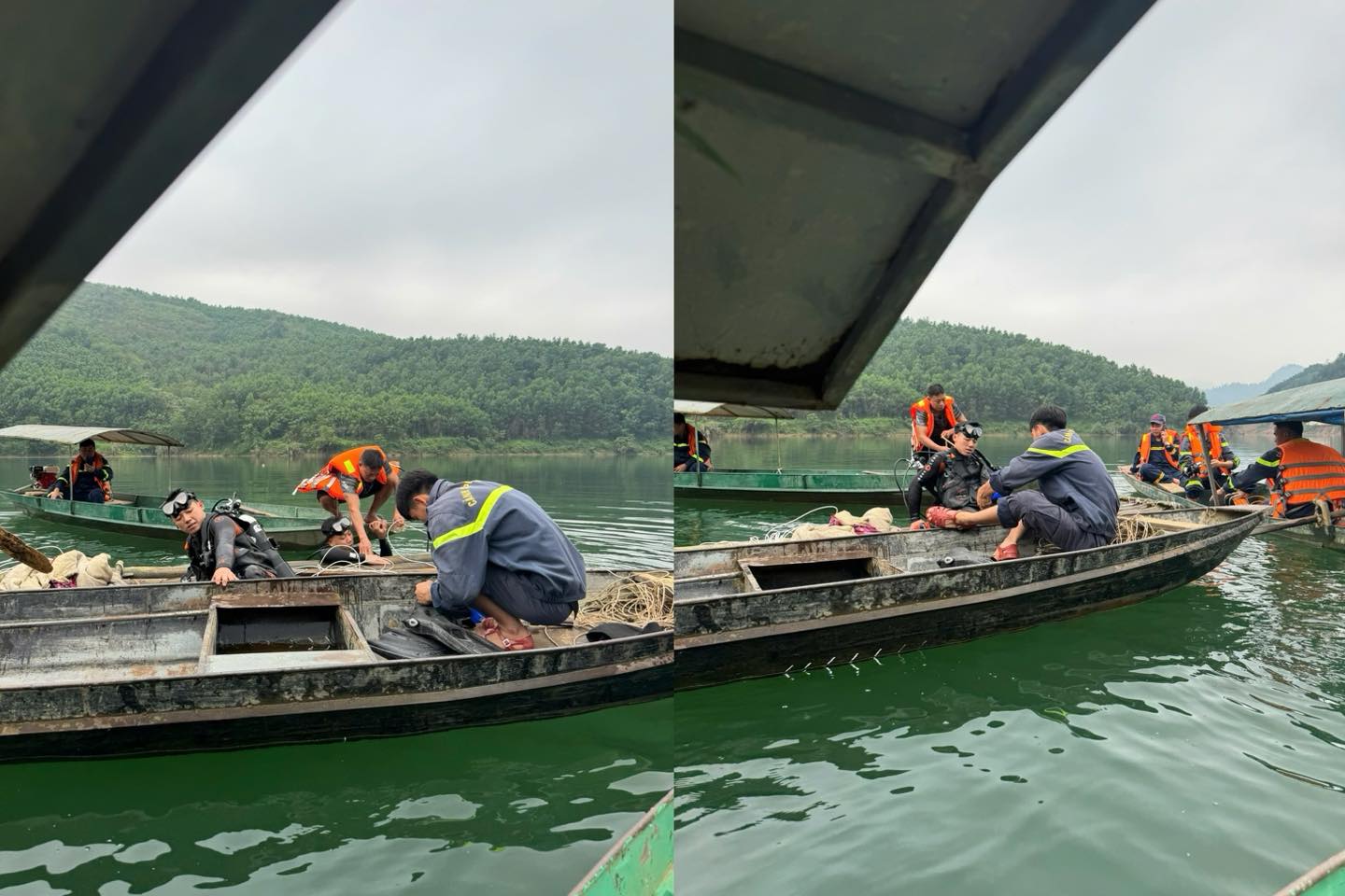 ĐÃ TÌM THẤY THI THỂ 02 VỢ CHỒNG MẤT TÍCH TRONG VỤ LẬT THUYỀN TẠI HỒ THỦY ĐIỆN CHIÊM HÓA