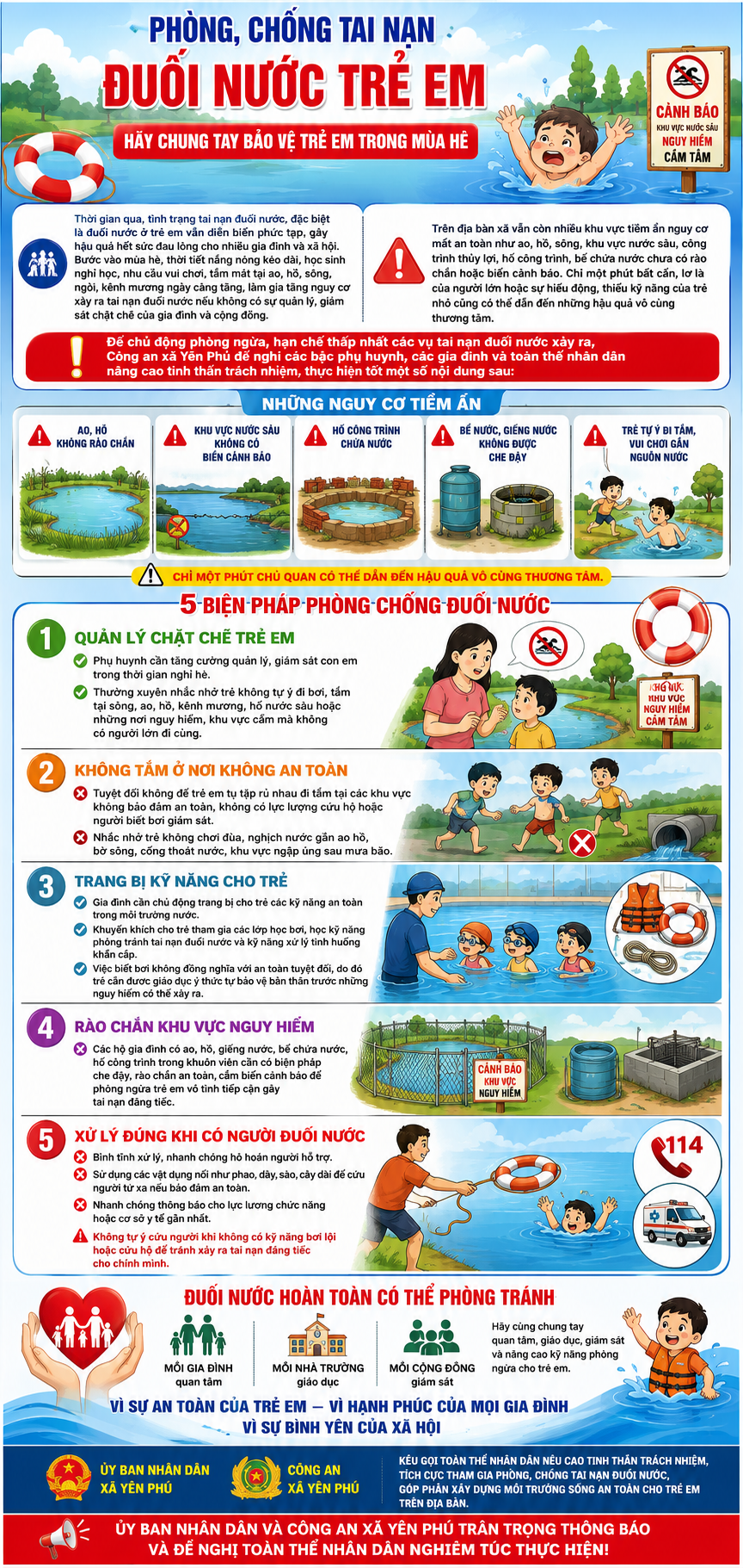 PHÒNG NGỪA TAI NẠN ĐUỐI NƯỚC TRÊN ĐỊA BÀN XÃ YÊN PHÚ
