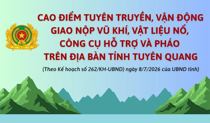 Cao điểm tuyên truyền, vận động giao nộp vũ khí, vật liệu nổ, công cụ hỗ trợ và pháo trên địa bàn tỉnh Tuyên Quang