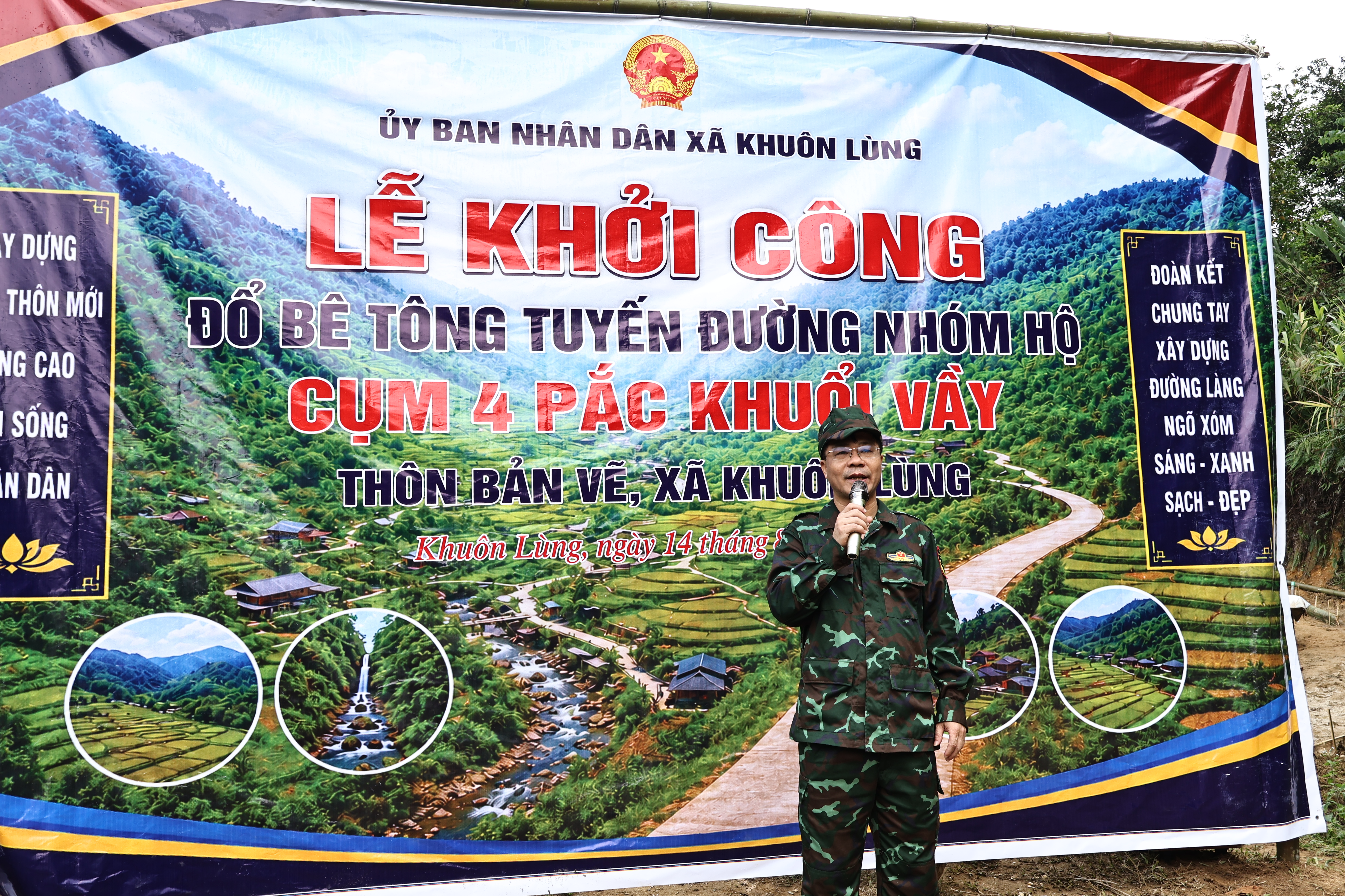 LỄ KHỞI CÔNG ĐƯỜNG DÂN SINH CỤM 4, PẮC KHUỔI VẦY, THÔN BẢN VẼ, XÃ KHUÔN LÙNG