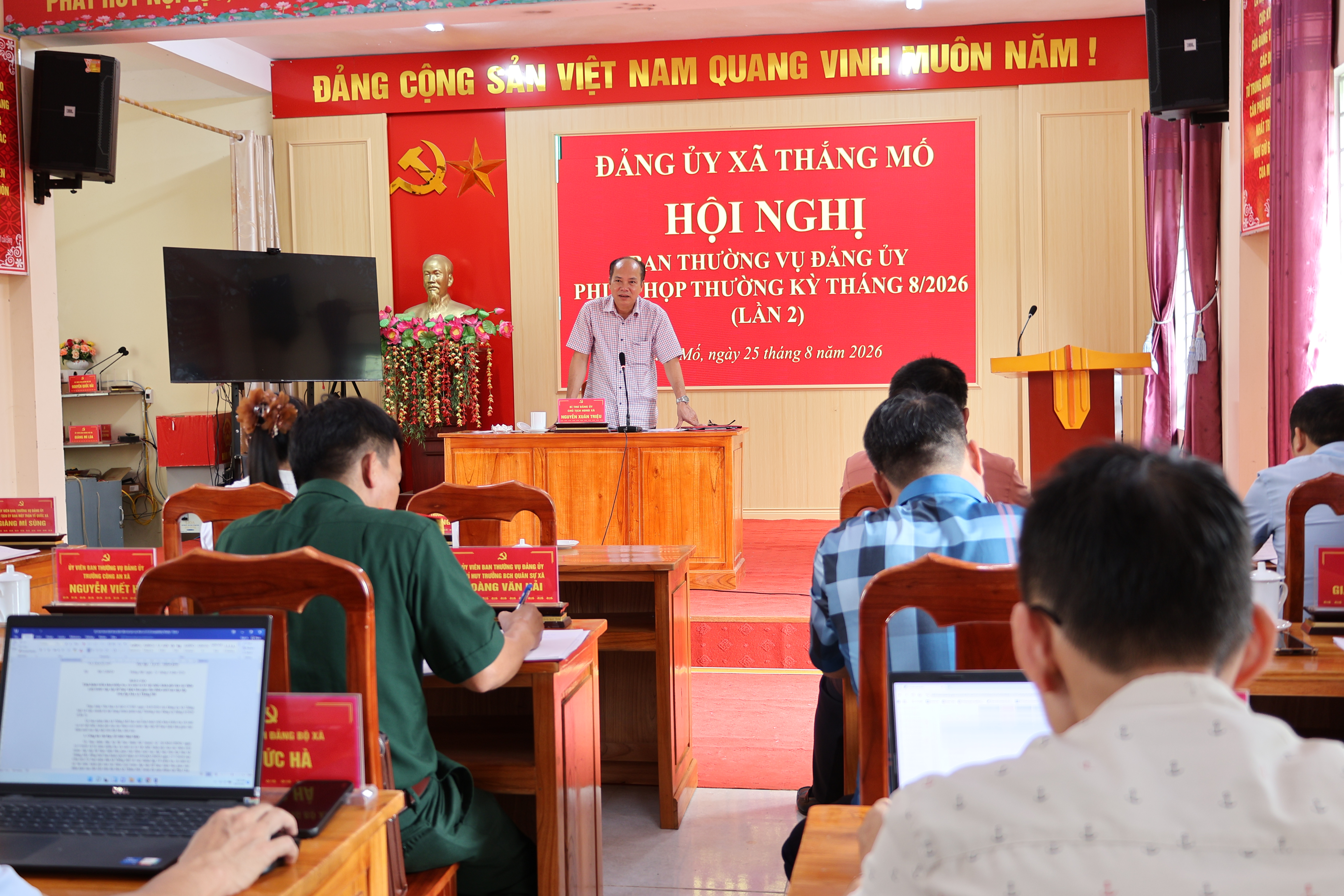 ĐẢNG ỦY XÃ THẮNG MỐ TỔ CHỨC HỘI NGHỊ BAN THƯỜNG VỤ ĐẢNG ỦY PHIÊN HỌP THƯỜNG KỲ THÁNG 08 NĂM 2026 (LẦN 2)