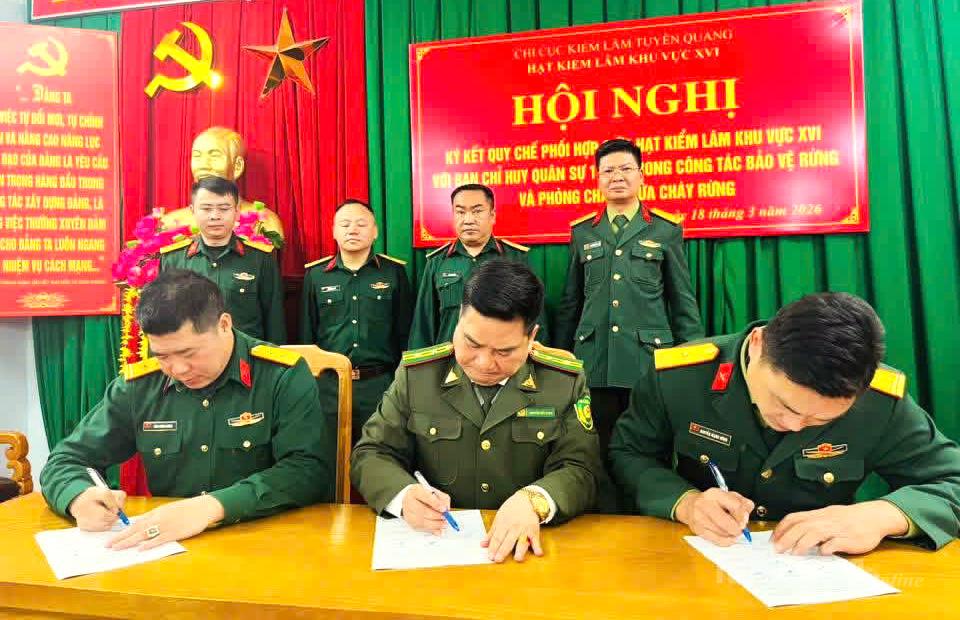 Hạt Kiểm lâm khu vực XVI ký kết quy chế bảo vệ rừng