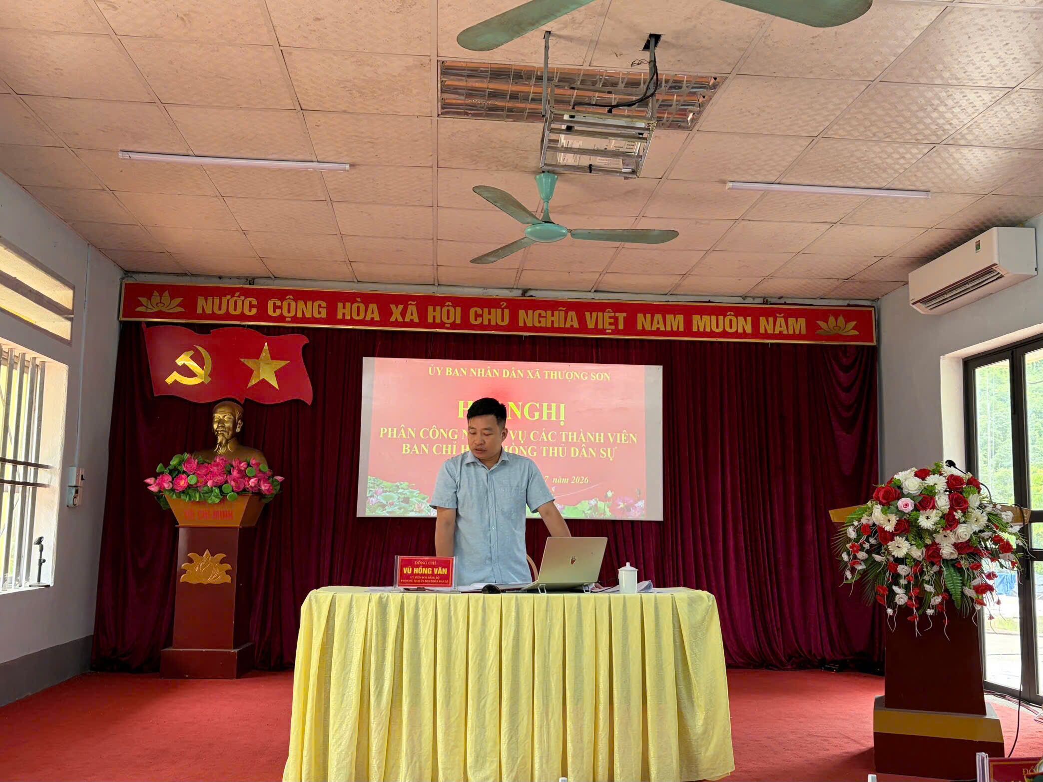 Uỷ ban nhân dân xã Thượng Sơn tổ chức Hội nghị phân công nhiệm vụ Ban Chỉ huy Phòng thủ dân sự